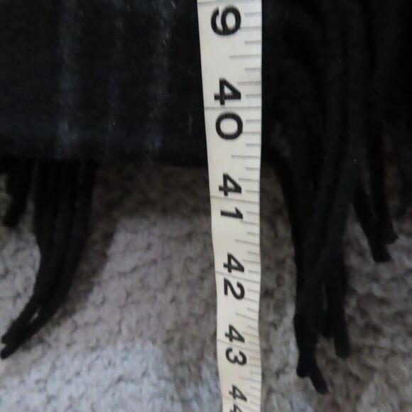 Michael Kors Fringe Belted Wrap Coat Medium Black Light Gray Plaid Wool Blend - Picture 13 of 14